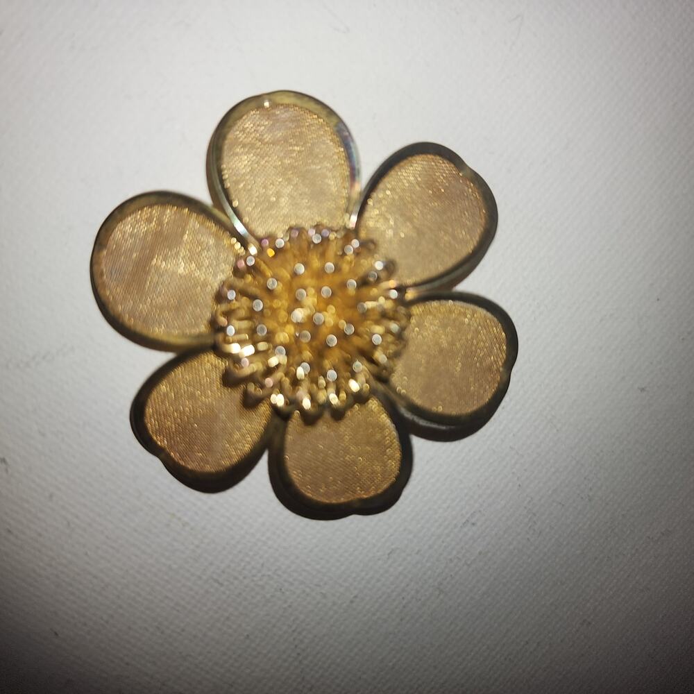 ANNE KLEIN GOLDTONE LARGE FLOWER BROOCH PIN